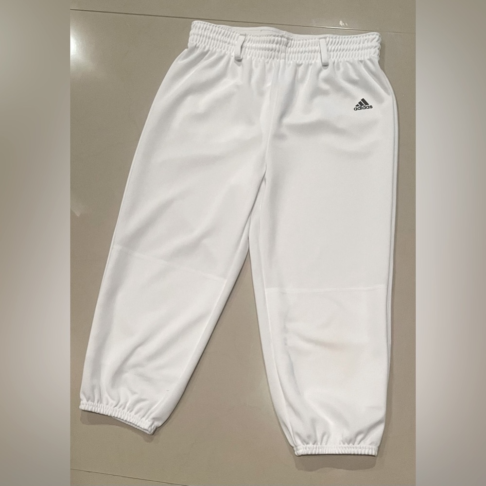 Adidas youth baseball pants… pull up pants in white, size youth Large